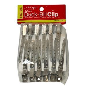 Magic Collection 12pc Metal Duck Bill Hair Section Clips 3115 Strong Spring NIP